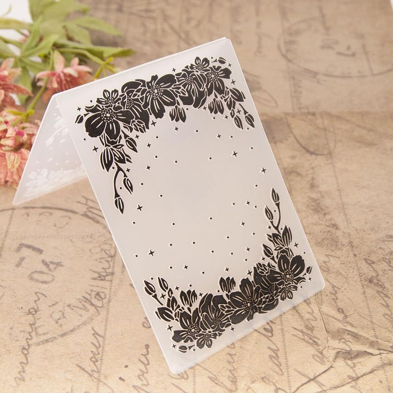 FUGUT 3-D Embossing Folder for Card Making - Plastic Textured Template for DIY Scrapbooking, Paper Crafting and Handmade Art Supplies (3D Starry Sky Flowers 5.8 x 4.1 in) - Image 1